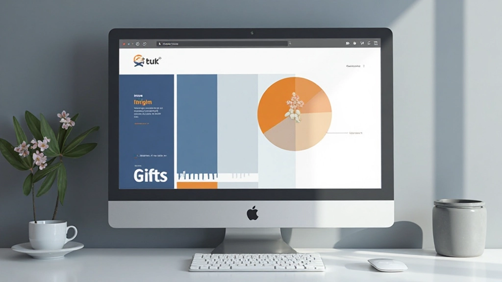 Website design mockup met kleurpalet weergegeven: primaire blauw, secundaire oranje, en neutrale grijze en witte tinten